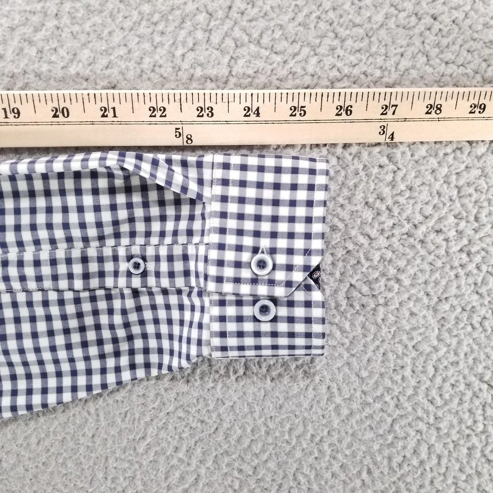 Johnston & Murphy Shirt Mens XXL Blue Check XC4 Performance Sport Tech Commuter